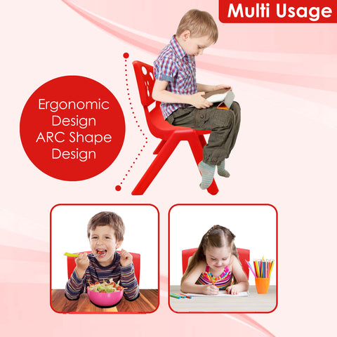 Sunbaby Magic Bear Face Chair Strong & Durable Plastic Best for School Study, Portable Activity Chair for Children,Kids,Baby (Weight Handles Upto 100 Kg Each) Red