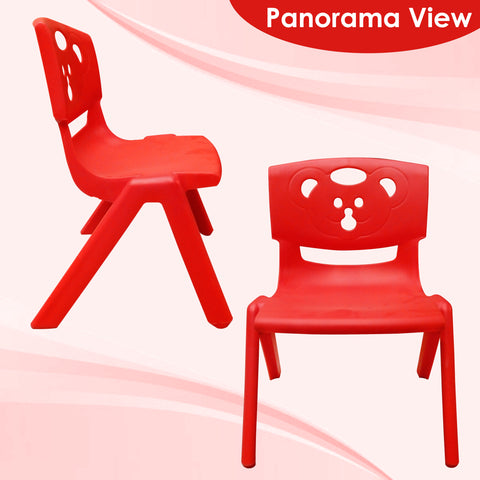 Sunbaby Magic Bear Face Chair Strong & Durable Plastic Best for School Study, Portable Activity Chair for Children,Kids,Baby (Weight Handles Upto 100 Kg Each) Red