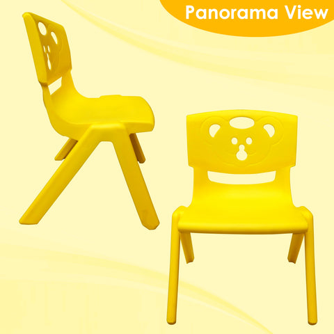 Sunbaby Magic Bear Face Chair Strong & Durable Plastic Best for School Study, Portable Activity Chair for Children,Kids,Baby (Weight Handles Upto 100 Kg Each) Yellow