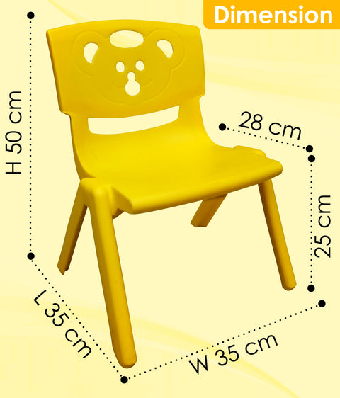 Sunbaby Magic Bear Face Chair Strong & Durable Plastic Best for School Study, Portable Activity Chair for Children,Kids,Baby (Weight Handles Upto 100 Kg Each) Yellow