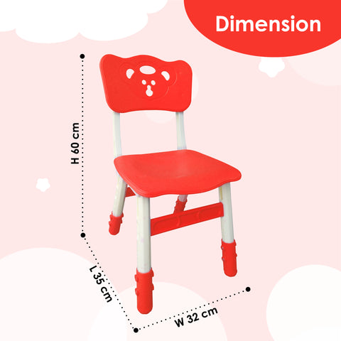Sunbaby Kids Chair (Height Adjustable/Flexible) Strong Frame, Study Chairs, Portable, Kids Furniture Broad Wide Seating, Correct Posture Supports Back Ergonomic Design (Red)