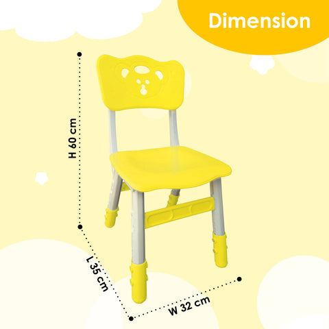 Sunbaby Kids Chair (Height Adjustable/ Flexible) Strong Frame, Study Chairs, Portable, Kids Furniture Broad Wide Seating, Correct Posture Supports Back Ergonomic Design (Yellow)