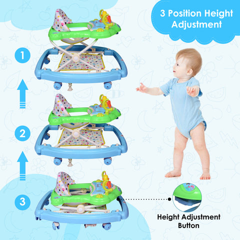 Sunbaby Baby Walker Kids Activity Rattle Toys for Babies Cycle, Adjustable Height, Thick, Safe & Comfortable Seat, Rotatable Wheel, Music Button, for Infant of 6 to 20 Months