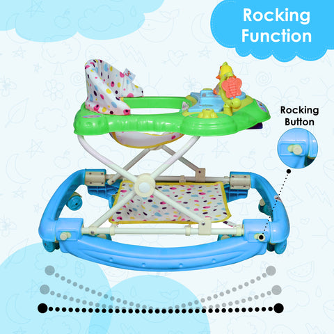 Sunbaby Baby Walker Kids Activity Rattle Toys for Babies Cycle, Adjustable Height, Thick, Safe & Comfortable Seat, Rotatable Wheel, Music Button, for Infant of 6 to 20 Months