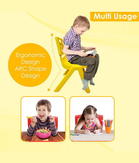 Sunbaby Magic Bear Face Chair Strong & Durable Plastic Best for School Study, Portable Activity Chair for Children,Kids,Baby (Weight Handles Upto 100 Kg Each)-Set of 2 Yellow/Yellow
