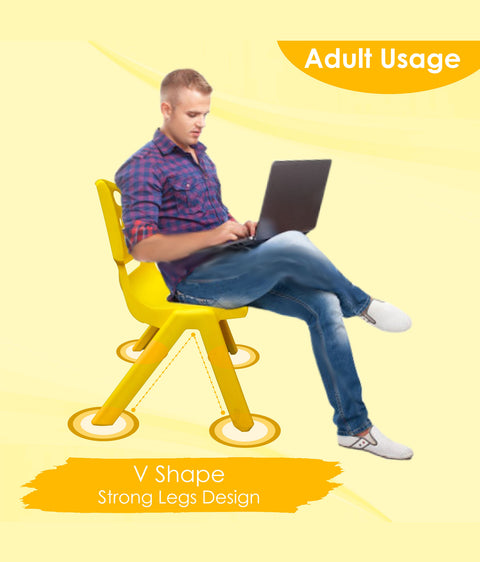 Sunbaby Magic Bear Face Chair Strong & Durable Plastic Best for School Study, Portable Activity Chair for Children,Kids,Baby (Weight Handles Upto 100 Kg Each)-Set of 2 Yellow/Yellow