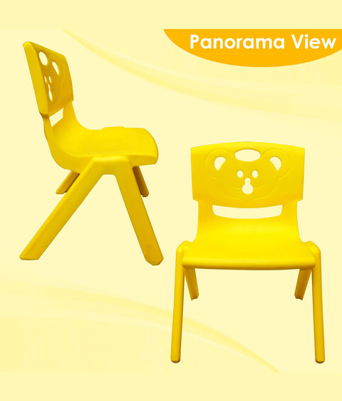 Sunbaby Magic Bear Face Chair Strong & Durable Plastic Best for School Study, Portable Activity Chair for Children,Kids,Baby (Weight Handles Upto 100 Kg Each)-Set of 2 Yellow/Yellow