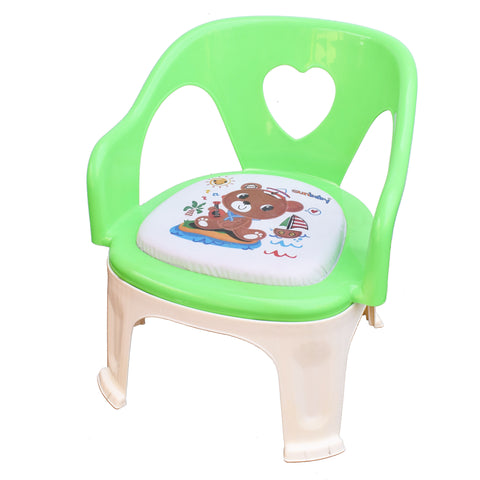 SUNBABY Sweetheart ChuChu Whistling Baby Chair, w/armrest, Soft Cushion Seating, Portable, Best for Homes & Play Schools, to sit for Activities (Green)