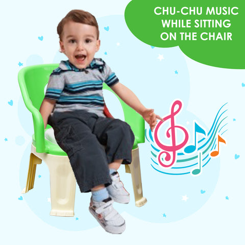 SUNBABY Sweetheart ChuChu Whistling Baby Chair, w/armrest, Soft Cushion Seating, Portable, Best for Homes & Play Schools, to sit for Activities (Green)