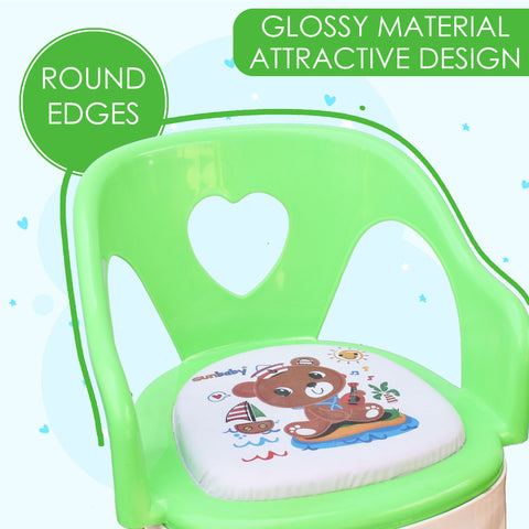 SUNBABY Sweetheart ChuChu Whistling Baby Chair, w/armrest, Soft Cushion Seating, Portable, Best for Homes & Play Schools, to sit for Activities (Green)
