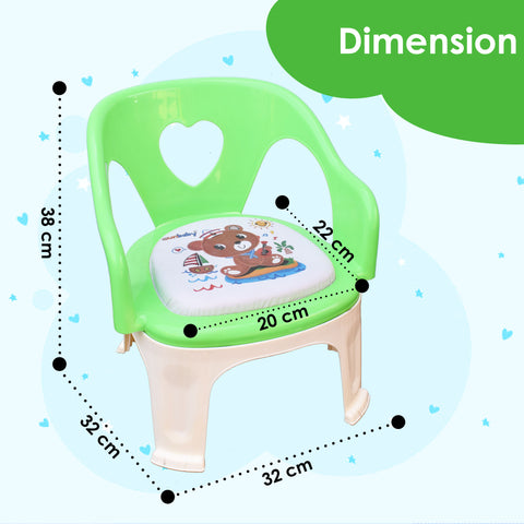 SUNBABY Sweetheart ChuChu Whistling Baby Chair, w/armrest, Soft Cushion Seating, Portable, Best for Homes & Play Schools, to sit for Activities (Green)