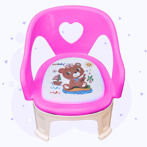 SUNBABY Sweetheart ChuChu Whistling Baby Chair, w/armrest, Soft Cushion Seating, Portable, Best for Homes & Play Schools, to sit for Activities (Pink)