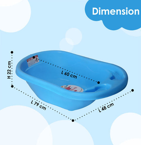 Sunbaby Antislip Infant Kids Bathtub Bathing for New Born Babies 0 Months to 2 Year with soap Shampoo Holder,Drain Plug (Blue)