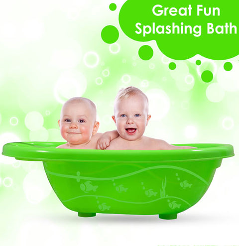 Sunbaby Splash Bathtub with Temperature Antislip Infant Kids Bathtub bathing For New Born babies 0 months to 2 year with soap shampoo holder,Drain Plug (GREEN)