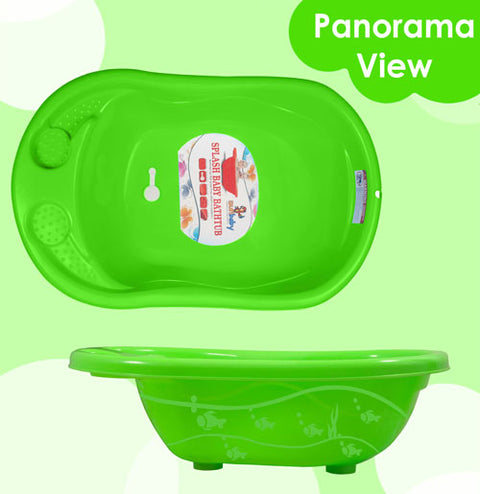 Sunbaby Splash Bathtub with Temperature Antislip Infant Kids Bathtub bathing For New Born babies 0 months to 2 year with soap shampoo holder,Drain Plug (GREEN)