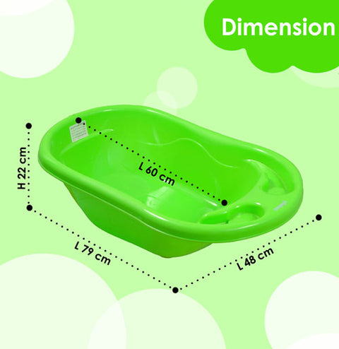 Sunbaby Splash Bathtub with Temperature Antislip Infant Kids Bathtub bathing For New Born babies 0 months to 2 year with soap shampoo holder,Drain Plug (GREEN)