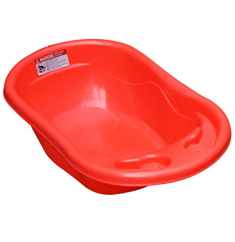 Sunbaby Antislip Infant Kids Bathtub bathing For New Born babies 0 months to 2 year with soap shampoo holder,Drain Plug (RED)