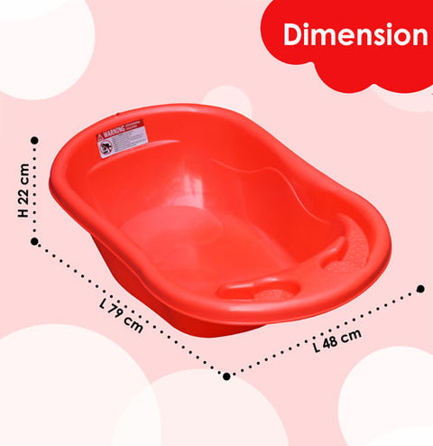 Sunbaby Antislip Infant Kids Bathtub bathing For New Born babies 0 months to 2 year with soap shampoo holder,Drain Plug (RED)