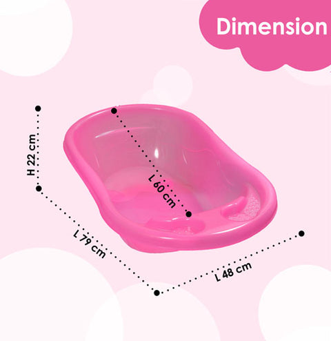 Sunbaby Antislip Infant Kids Bathtub bathing For New Born babies 0 months to 2 year with soap shampoo holder,Drain Plug (PINK)