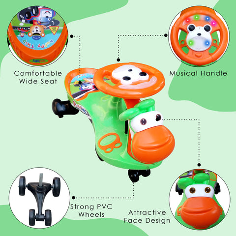 Completely Assembled SUNBABY Funtime Magic Car| Ride-on Baby Car| Kids Push Car|Swing Car|Safe Comfortable Seats & Durable| Ride on Toy Car for Kids| Twister Ride on|Magic Toy Car|Kids Ride On| Push Rider|Steering Music & Lights|For Kids age 2+