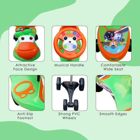 Completely Assembled SUNBABY Funtime Magic Car| Ride-on Baby Car| Kids Push Car|Swing Car|Safe Comfortable Seats & Durable| Ride on Toy Car for Kids| Twister Ride on|Magic Toy Car|Kids Ride On| Push Rider|Steering Music & Lights|For Kids age 2+